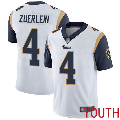 Los Angeles Rams Limited White Youth Greg Zuerlein Road Jersey NFL Football #4 Vapor Untouchable->youth nfl jersey->Youth Jersey